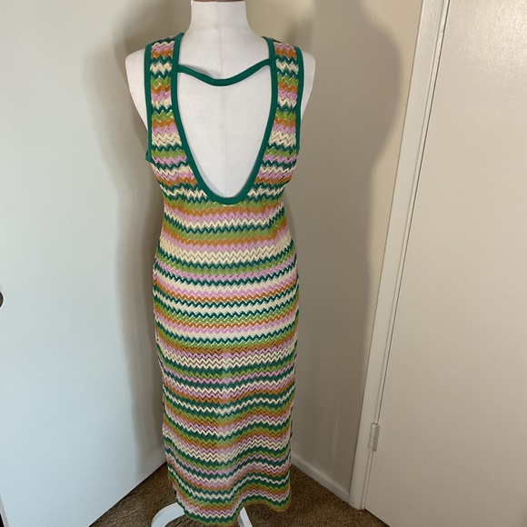 Miken Swim Colorful Knit Chevron Swim Coverup Sleeveless Zig Zag Pattern Size XL - Picture 6 of 8